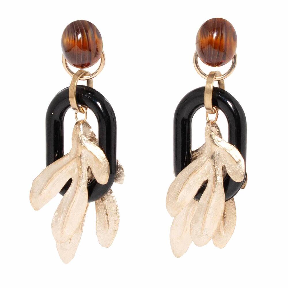 NEW CASTLECLIFF women's jardin earrings in tortoise/black/brass